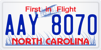 NC license plate AAY8070
