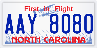NC license plate AAY8080