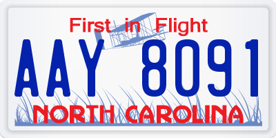 NC license plate AAY8091