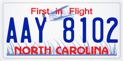 NC license plate AAY8102