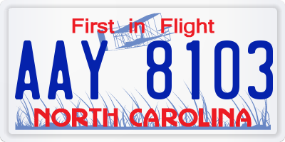 NC license plate AAY8103