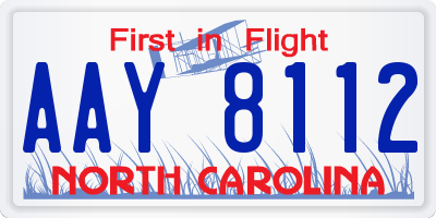 NC license plate AAY8112