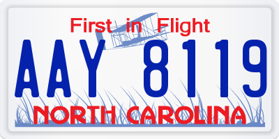 NC license plate AAY8119