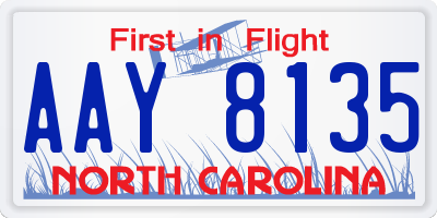 NC license plate AAY8135