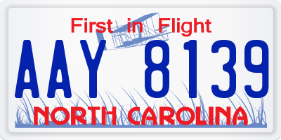 NC license plate AAY8139
