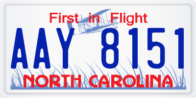 NC license plate AAY8151