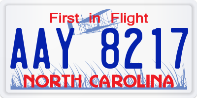 NC license plate AAY8217