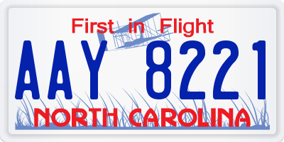 NC license plate AAY8221