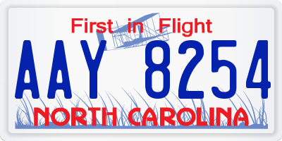 NC license plate AAY8254