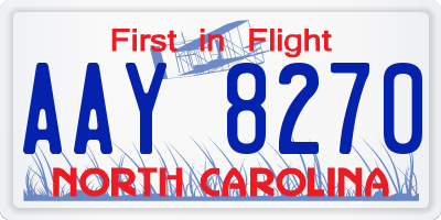 NC license plate AAY8270