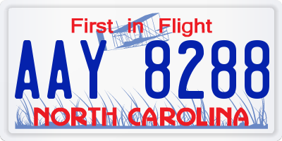 NC license plate AAY8288