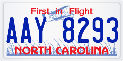 NC license plate AAY8293