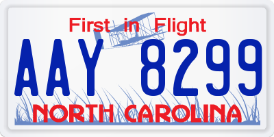 NC license plate AAY8299