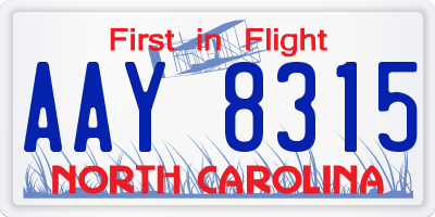 NC license plate AAY8315