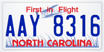 NC license plate AAY8316