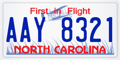 NC license plate AAY8321