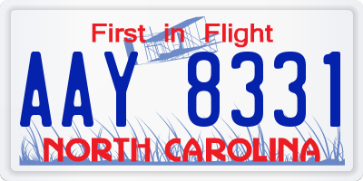 NC license plate AAY8331