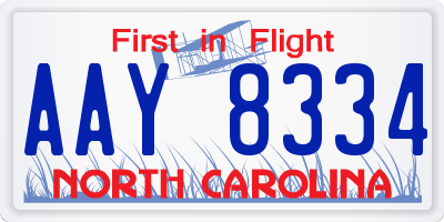 NC license plate AAY8334