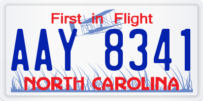 NC license plate AAY8341