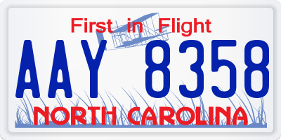 NC license plate AAY8358