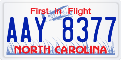 NC license plate AAY8377