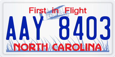 NC license plate AAY8403