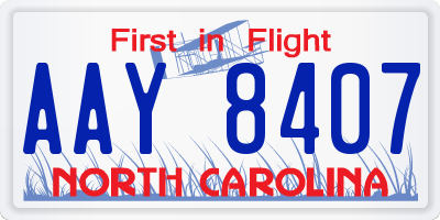 NC license plate AAY8407