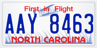 NC license plate AAY8463