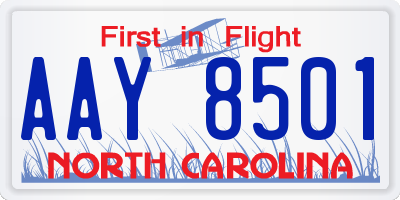 NC license plate AAY8501
