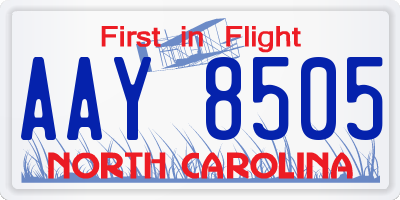NC license plate AAY8505
