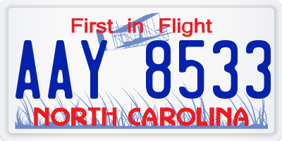 NC license plate AAY8533