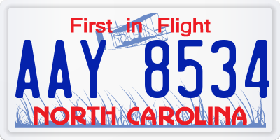 NC license plate AAY8534