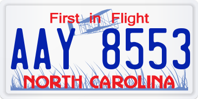 NC license plate AAY8553
