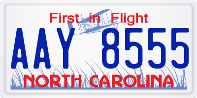 NC license plate AAY8555