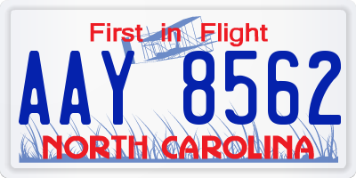 NC license plate AAY8562