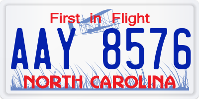 NC license plate AAY8576