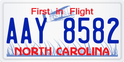 NC license plate AAY8582