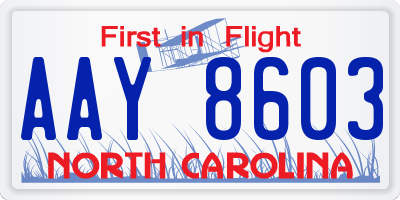NC license plate AAY8603