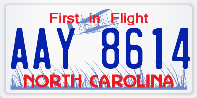 NC license plate AAY8614