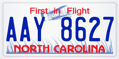 NC license plate AAY8627
