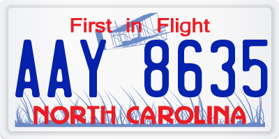 NC license plate AAY8635
