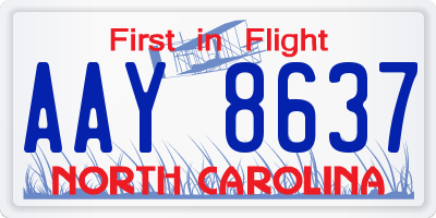 NC license plate AAY8637