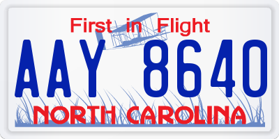 NC license plate AAY8640