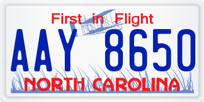 NC license plate AAY8650