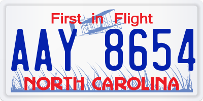 NC license plate AAY8654