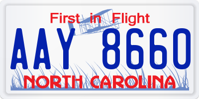 NC license plate AAY8660