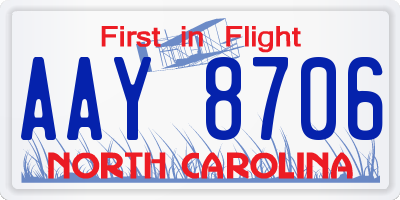NC license plate AAY8706