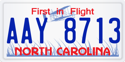 NC license plate AAY8713