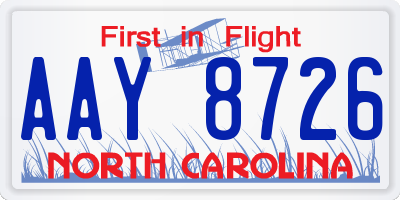 NC license plate AAY8726
