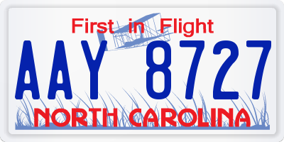 NC license plate AAY8727